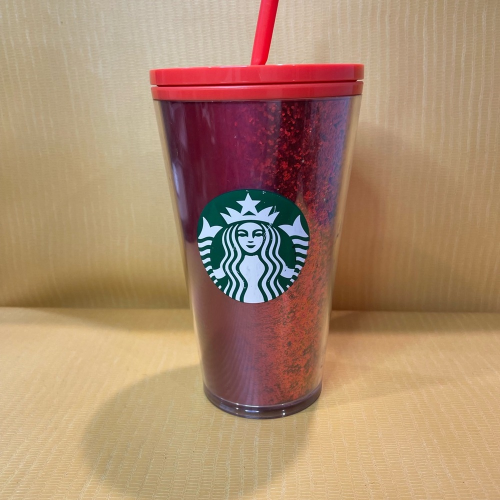 Starbucks Holiday Red Glitter Tumbler  Cold Cup 16oz